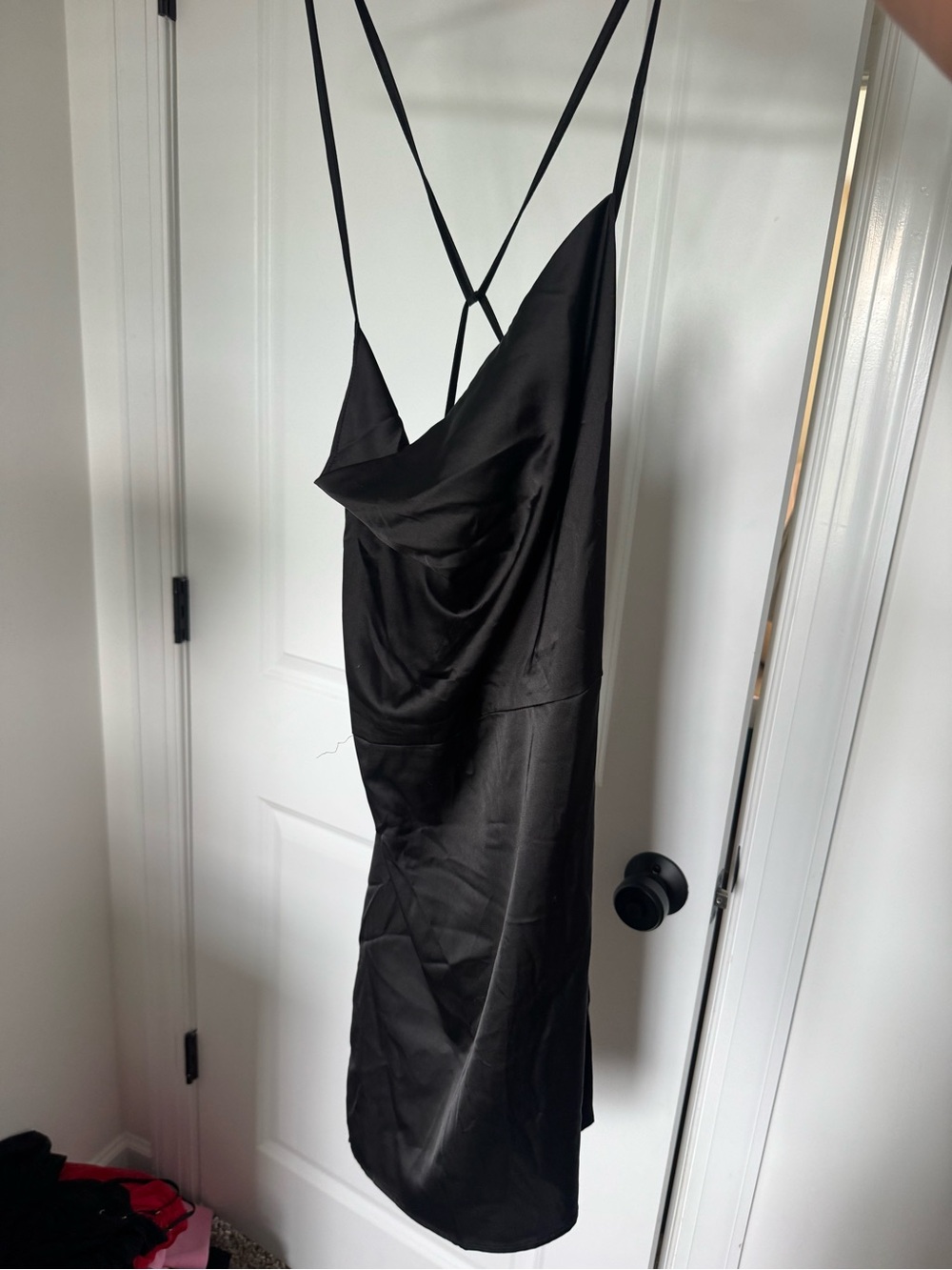 ASOS tall Satin Cowl Neck Black Slip mini Dress